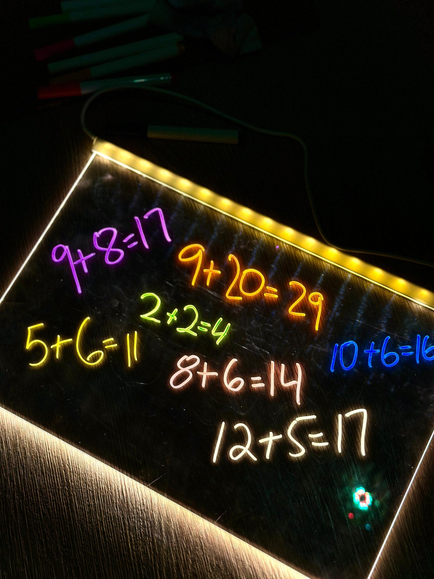 Acrylic LED Board With Colorful Night Light & 7 Neon Pens