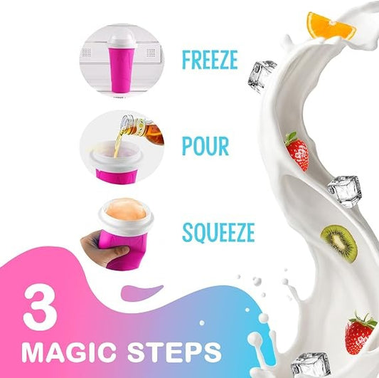 ❄️ Summer Shake Slushy Maker Cup | Portable Frozen Ice Cream & Milkshake Maker with Squeeze Bottle for Kids 🎁✨