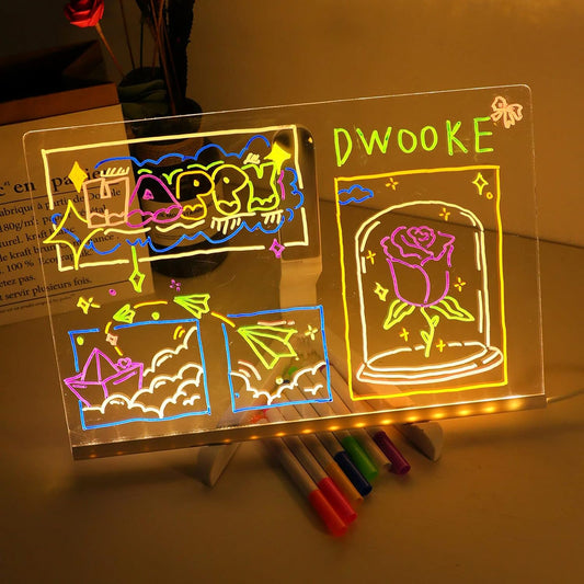 Acrylic LED Board With Colorful Night Light & 7 Neon Pens