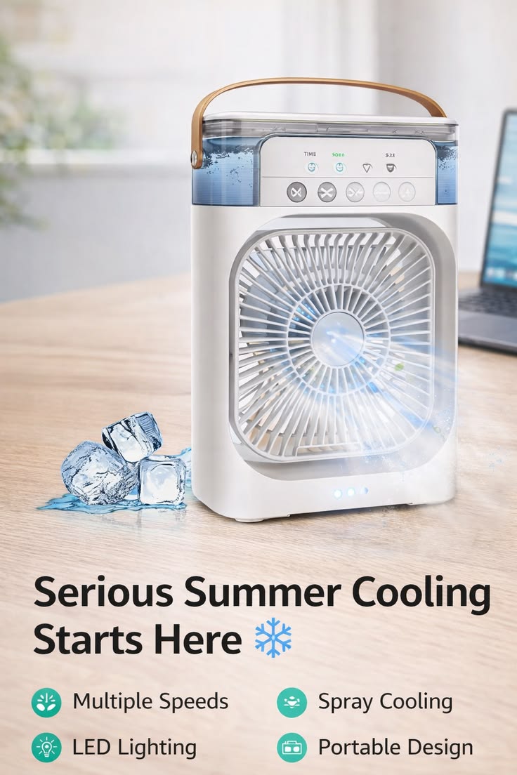 5-in-1 Portable Air Cooler Fan with Ice Tray & LED Light ❄️💨✨