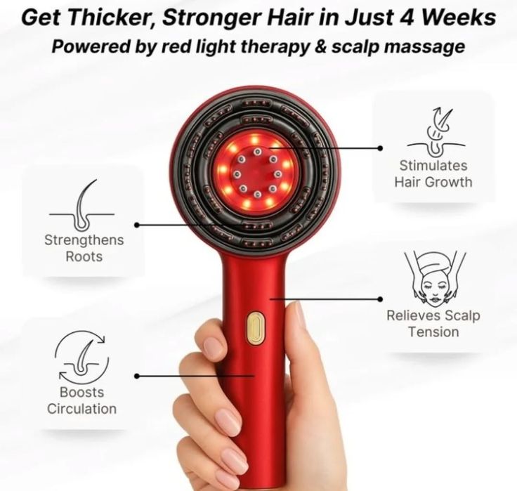 Red Light Hair Growth Massager & Oil Applicator 🔴💧💆‍♂️⚡