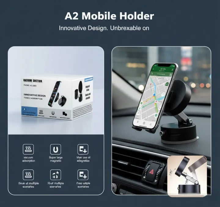 Magnetic Phone Holder with Vacuum Grip 🚗✨