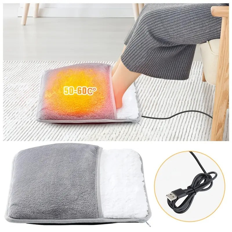 Washable USB Heated Foot Warmer – Ultra-Soft Fleece with Sherpa Lining