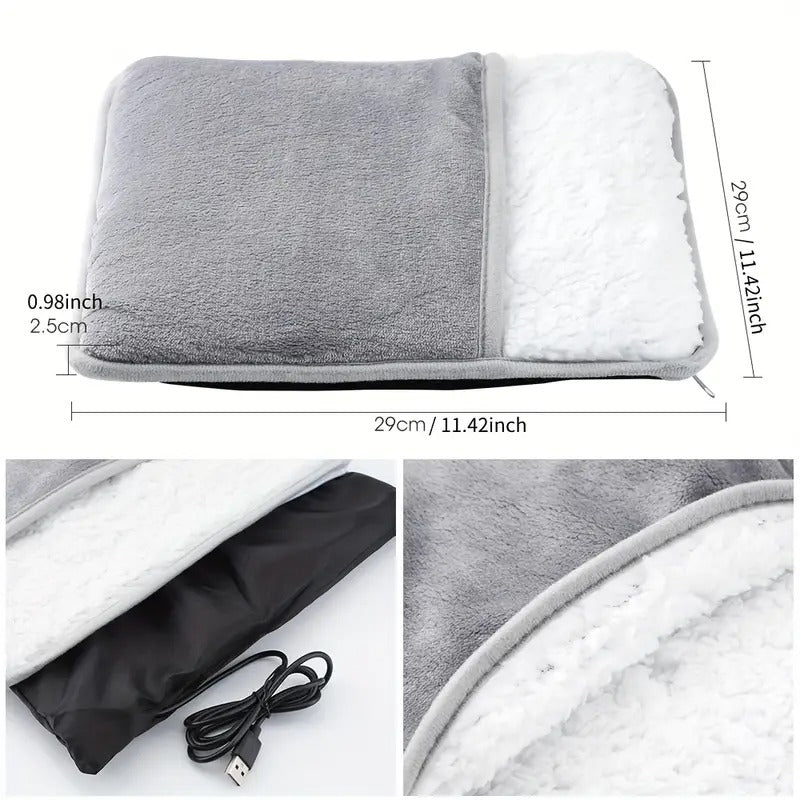 Washable USB Heated Foot Warmer – Ultra-Soft Fleece with Sherpa Lining