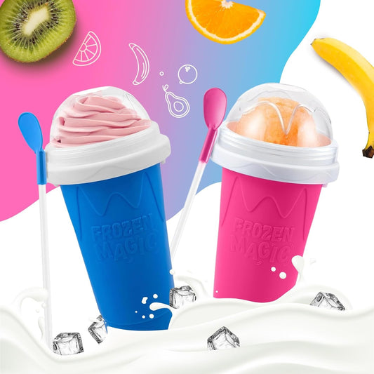 ❄️ Summer Shake Slushy Maker Cup | Portable Frozen Ice Cream & Milkshake Maker with Squeeze Bottle for Kids 🎁✨
