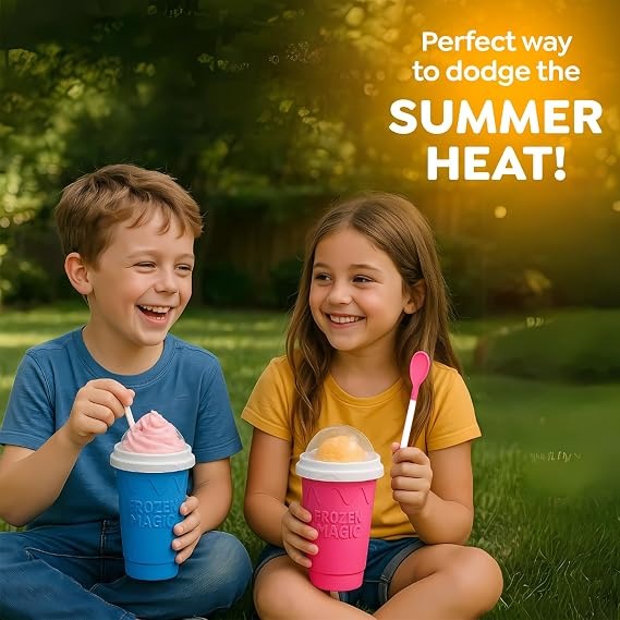 ❄️ Summer Shake Slushy Maker Cup | Portable Frozen Ice Cream & Milkshake Maker with Squeeze Bottle for Kids 🎁✨