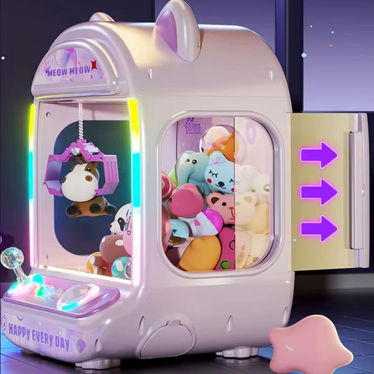 Automatic Mini Claw Machine for Kids – Coin Operated Arcade Toy Crane with Music & Lights