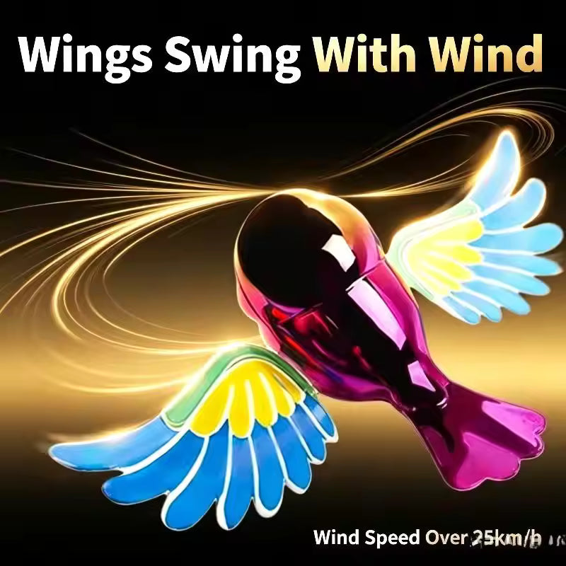 🐦🚗 Wind-Driven Flapping Bird Car Ornament ✨ | Movable Fluttering Wings Dashboard Decor for Car & Motorcycle 🏍️