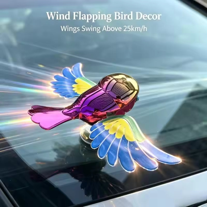 🐦🚗 Wind-Driven Flapping Bird Car Ornament ✨ | Movable Fluttering Wings Dashboard Decor for Car & Motorcycle 🏍️