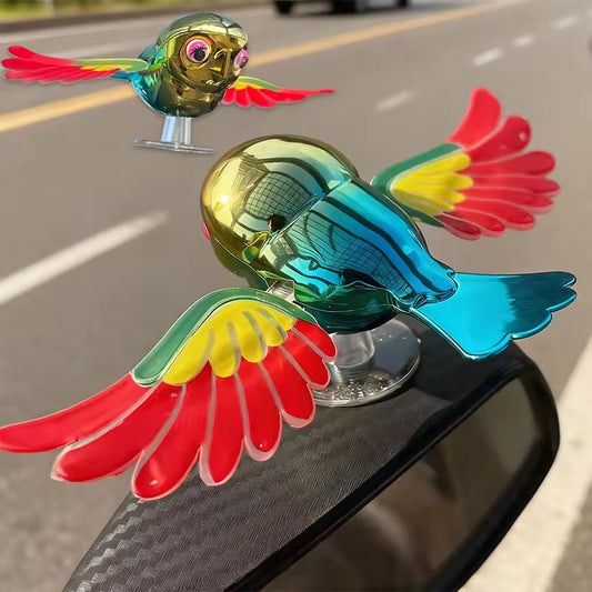 🐦🚗 Wind-Driven Flapping Bird Car Ornament ✨ | Movable Fluttering Wings Dashboard Decor for Car & Motorcycle 🏍️