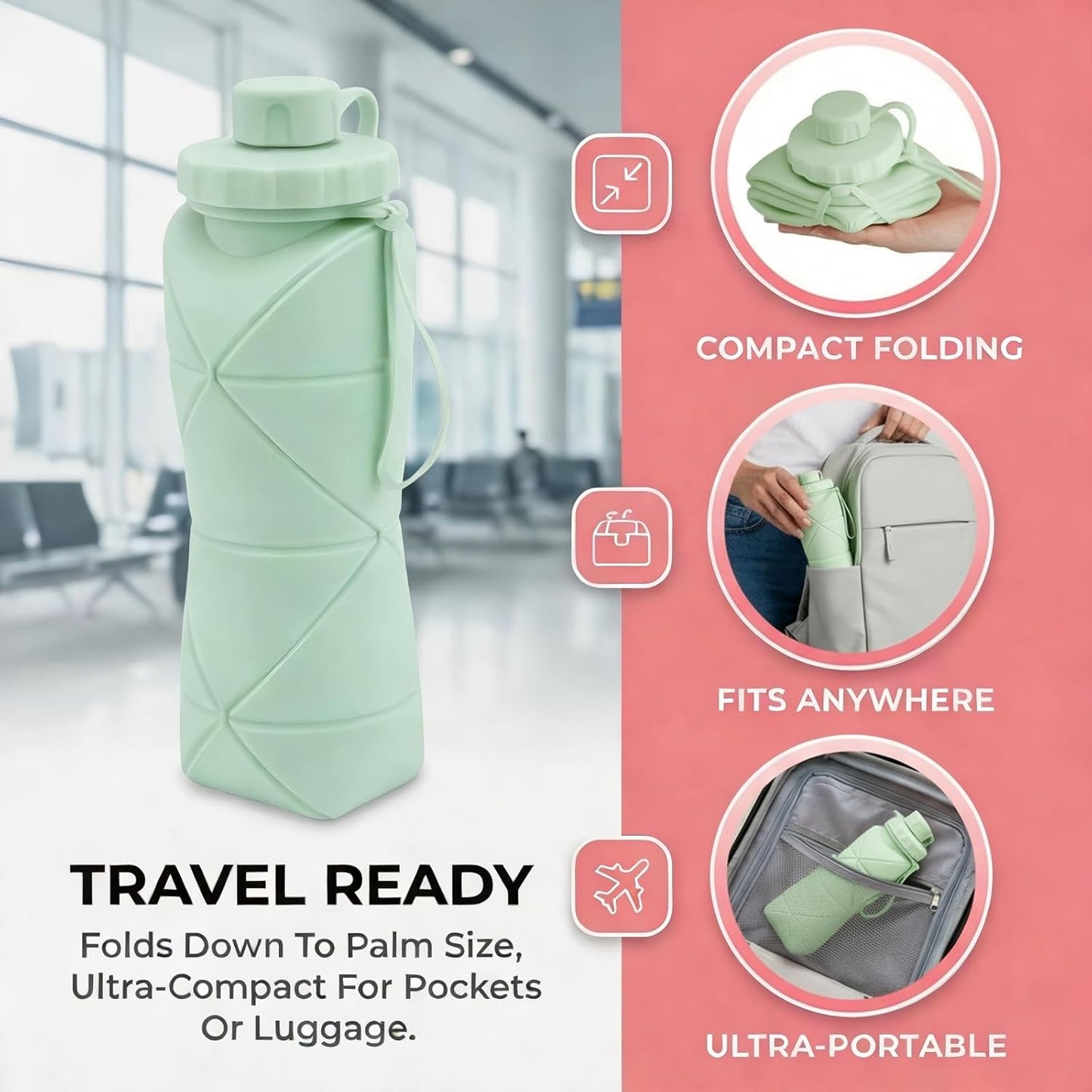 Hydra Flex 600ML – Leak-Proof Foldable Water Bottle 💧✨
