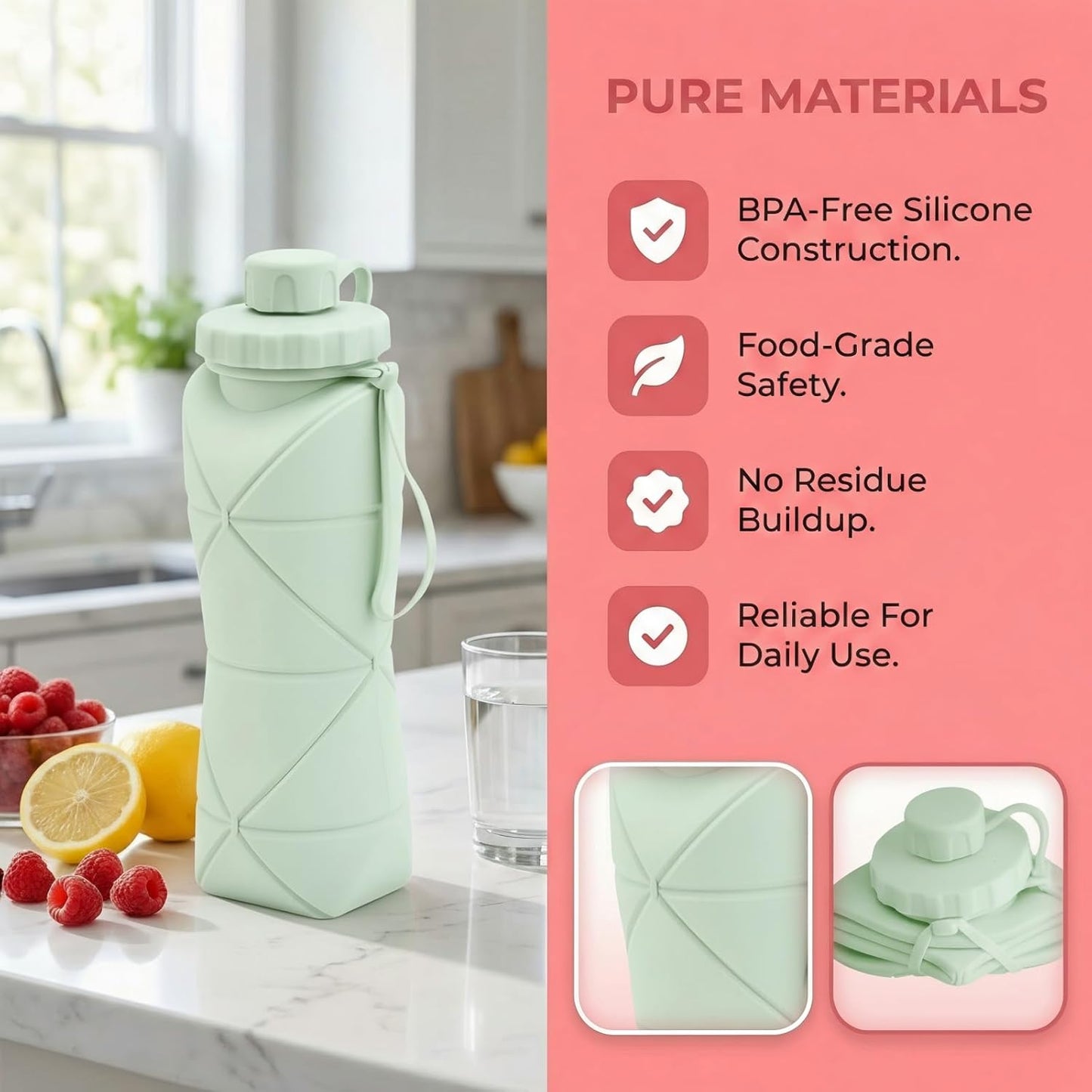 Hydra Flex 600ML – Leak-Proof Foldable Water Bottle 💧✨